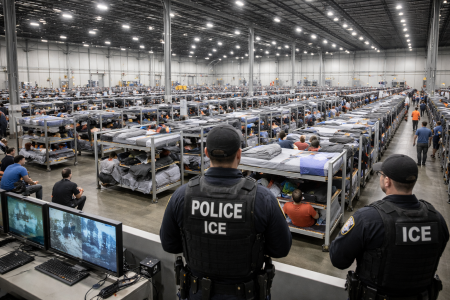 ICE Planeja Mega-Detenção de 80 Mil Imigrantes em Armazéns Industriais